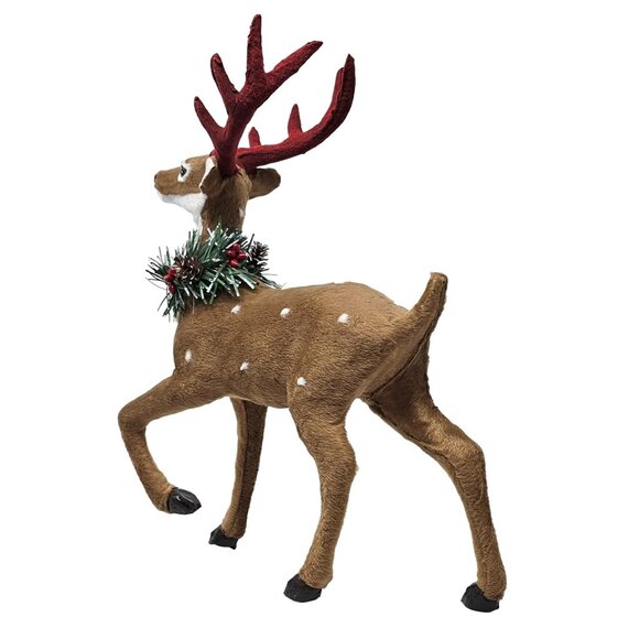 Standing Deer with Faux Greenery Christmas Animal Holiday Party Decoration - Picture 5 of 5